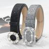 Блестящий пояс из ПУ кожи Bling Bling с пряжкой-слайдером Модный трендовый пояс для талии Женский
