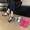 Summer High Heels 2025 New Style Small Heel Versatile Square Head Strap French High Heel Sandals for Women