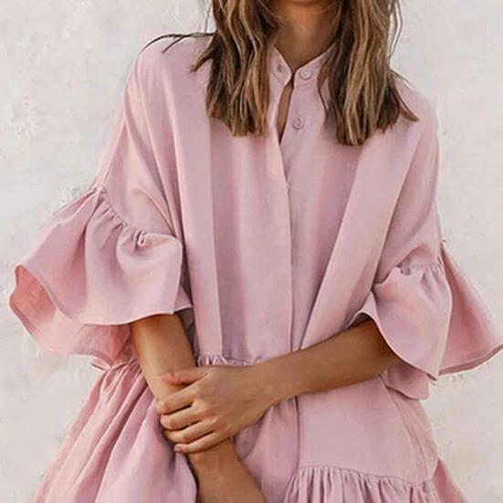 Платье с оборками, асимметричное, 2 цвета, женское, однотонное, большого размера, для улицы