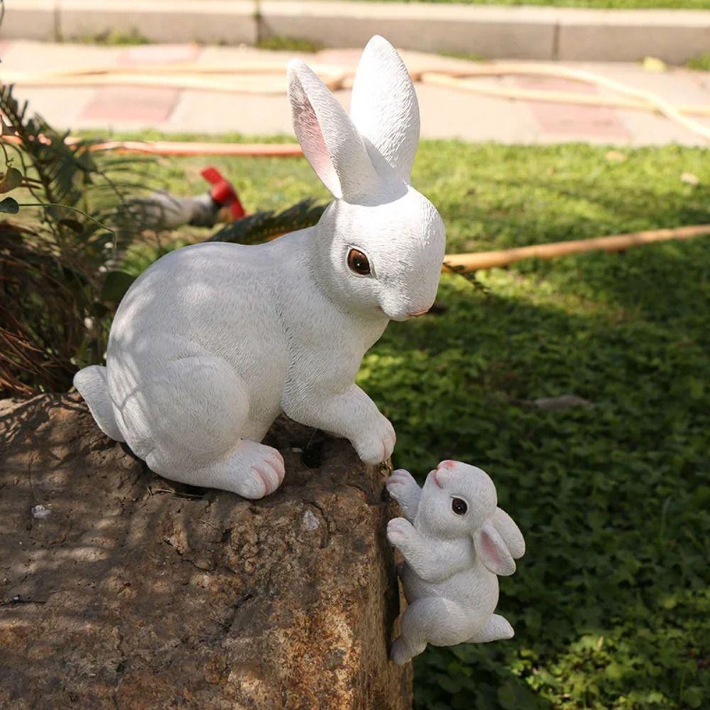 Lovely Garden Statues Resin Animal Figurine Micro Landscape Rabbit Figurine Ornaments Garden
