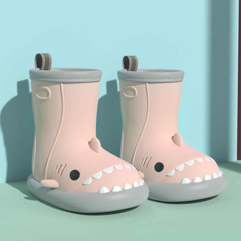 Обувь Shark Rain, нескользящая мягкая подошва, легкие новые водонепроницаемые резиновые туфли, короткие женские сапоги-трубы до середины голени с рисунком из мультфильма