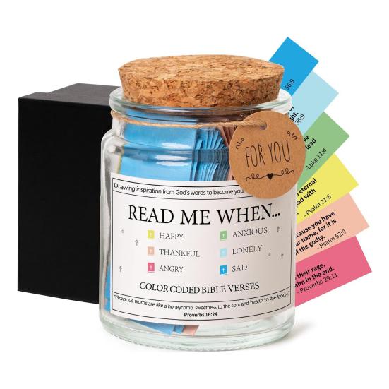 Bible Verse Jar Read Me When Bible Verses Jar Daily Prayer Hope Jar with 90 Verses Christian Gifts for Women Men