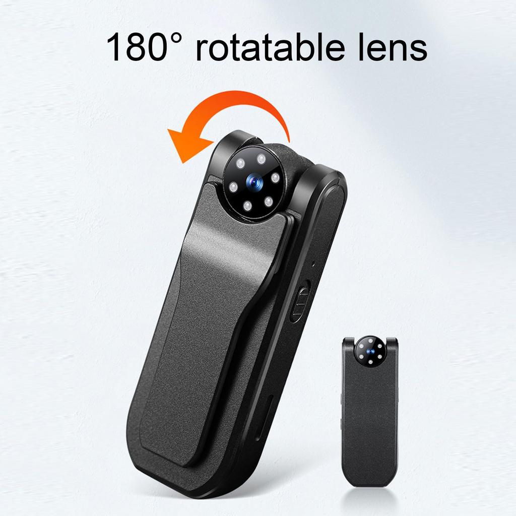 4K Mini Body WiFi Pocket Worn Wearable Small Video Recorder with Rotatable Lens and Night Vision Sports Camera Police Body Cam for Law Enforcement
