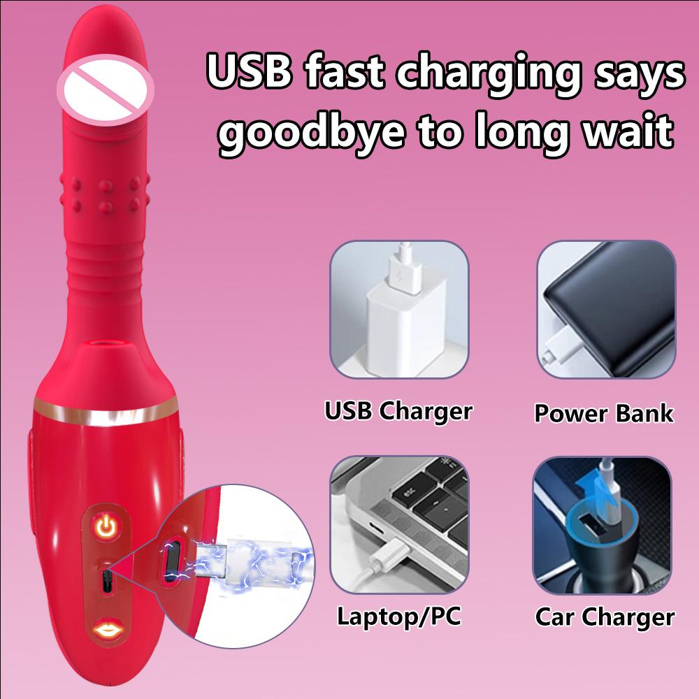 Толкающий Вибратор Дилдо Стимулятор Точки G Клитора 10 Толкающих Постукивающих Присоска Анальный Взрослые Секс-Игры для Пары Женский Мужской