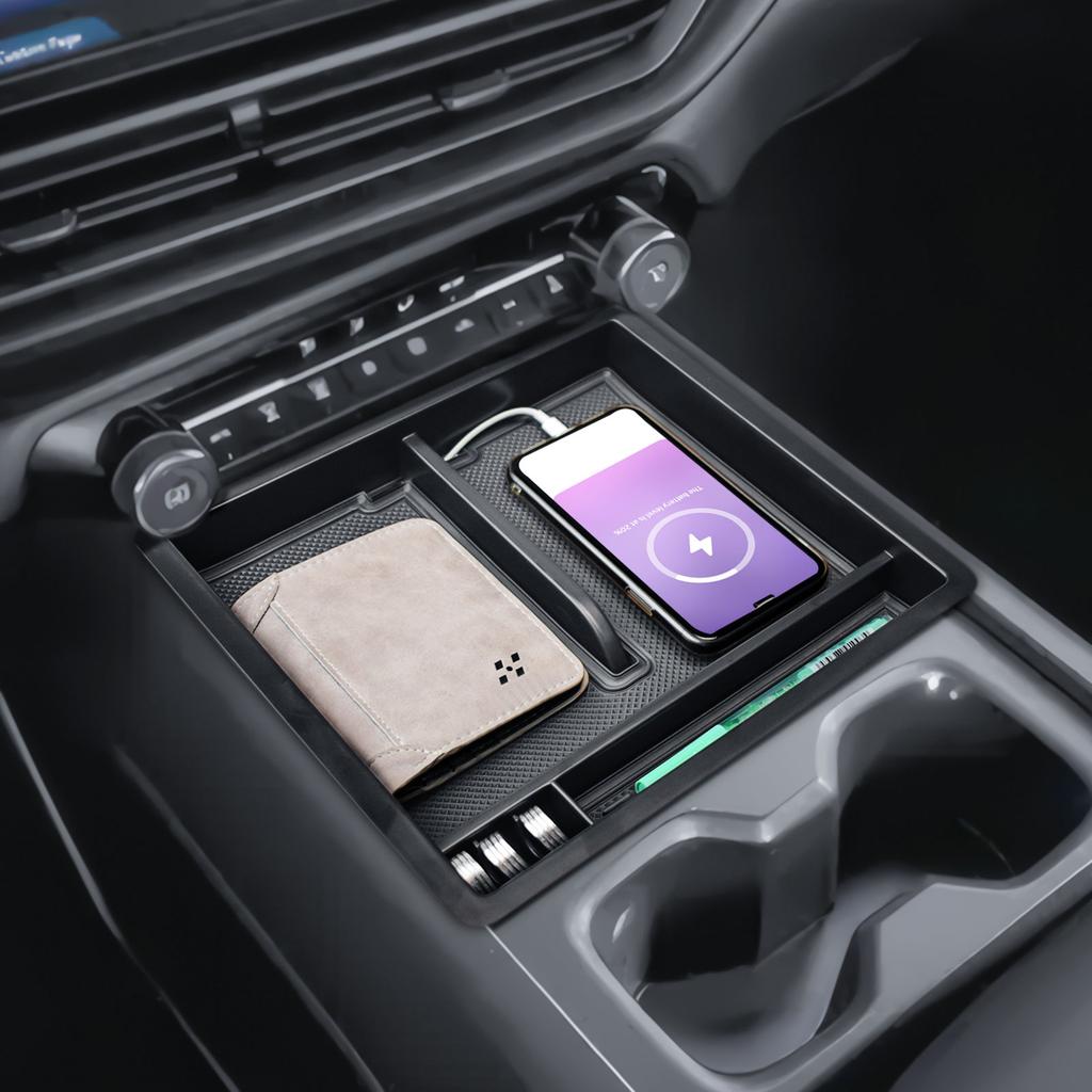 Middle Center Console Organizer For 2025-2025 Chevy Silverado EV Work Truck (WT) Front Center Console Storage Armrest Box Tray