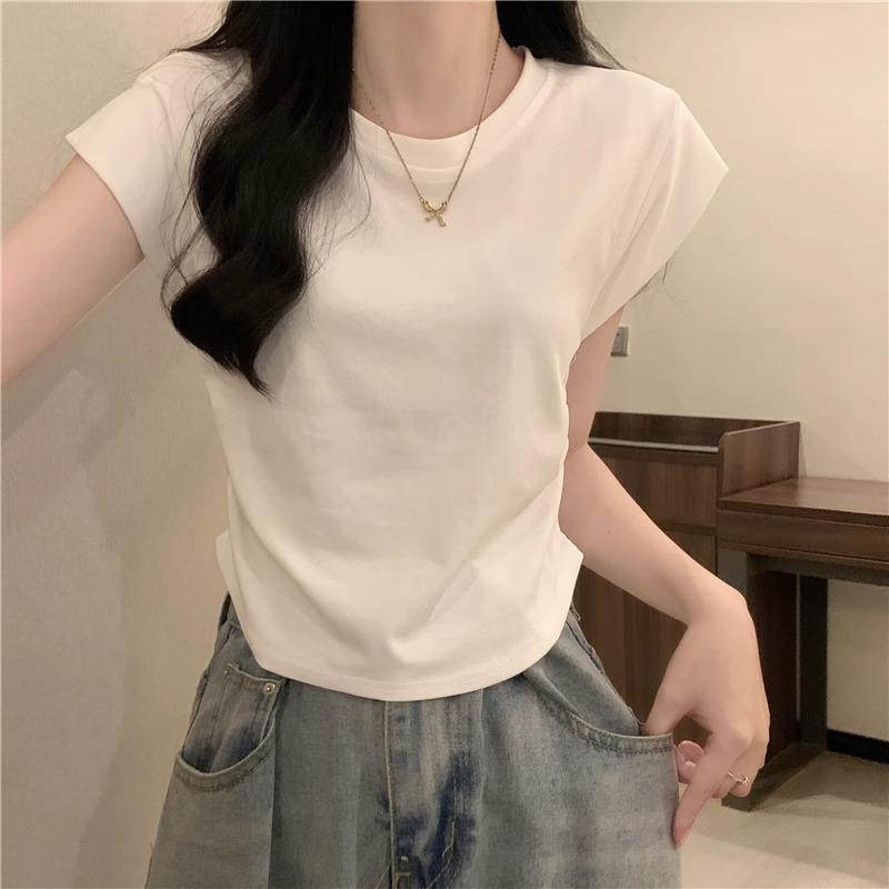 Летняя повседневная свободная футболка женская уличная одежда Harajuku однотонные универсальные футболки с коротким рукавом для женщин Y2k топы винтажная одежда