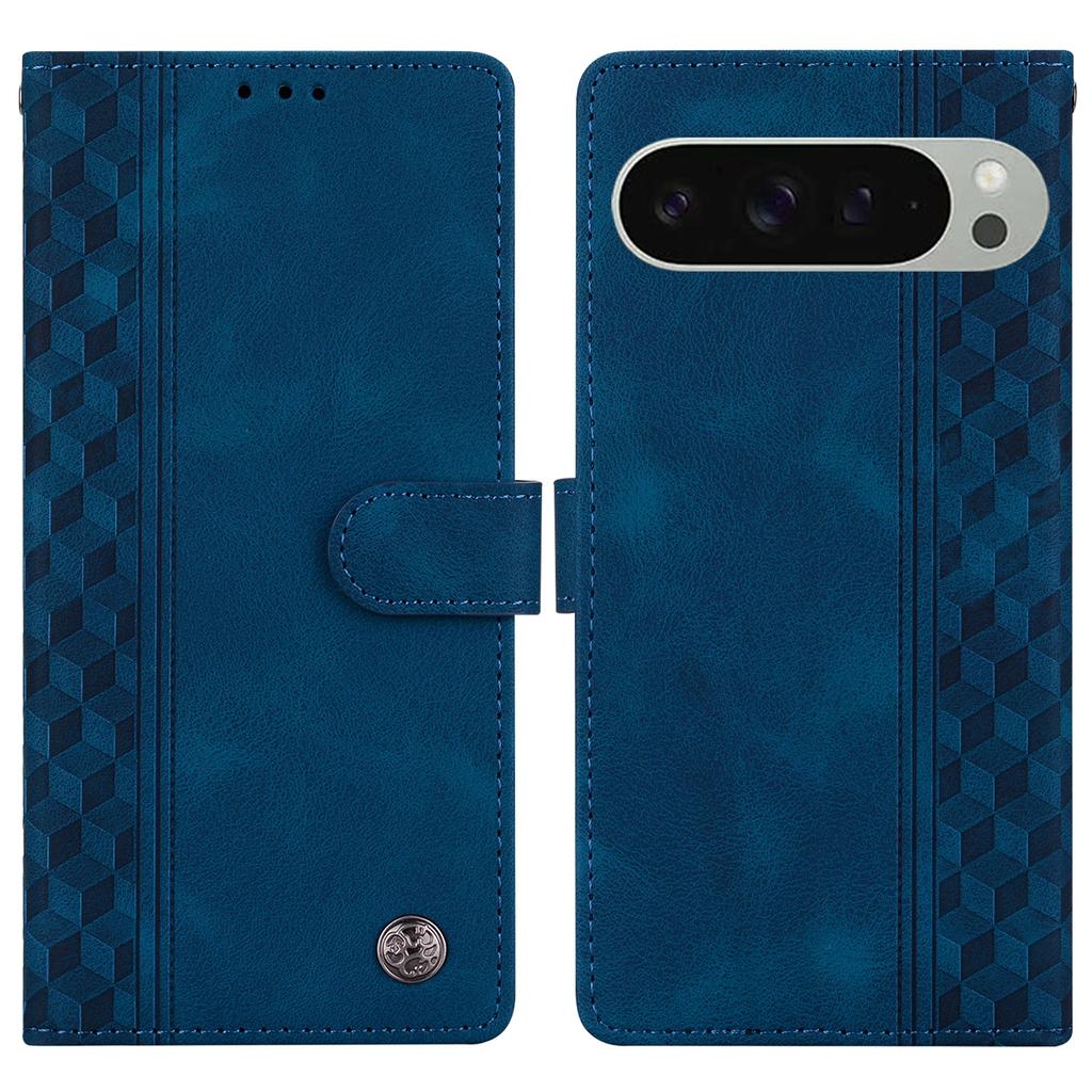 For Google Pixel 9 Pro XL Leather Case Imprinted Checkered Pattern Wallet Stand Flip Phone Cover