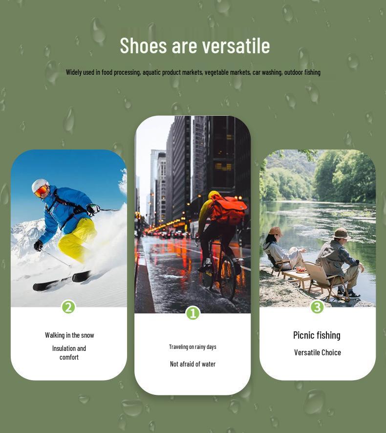 Мужские водонепроницаемые полусапоги, на флисовой подкладке, нескользящие, прочные резиновые ботинки.