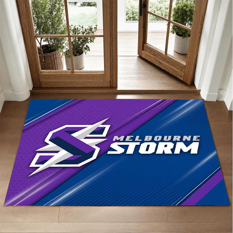 Melbourne Storm Design Crystal Velvet Rug Soft Decorative Mat for Bedroom Entrance