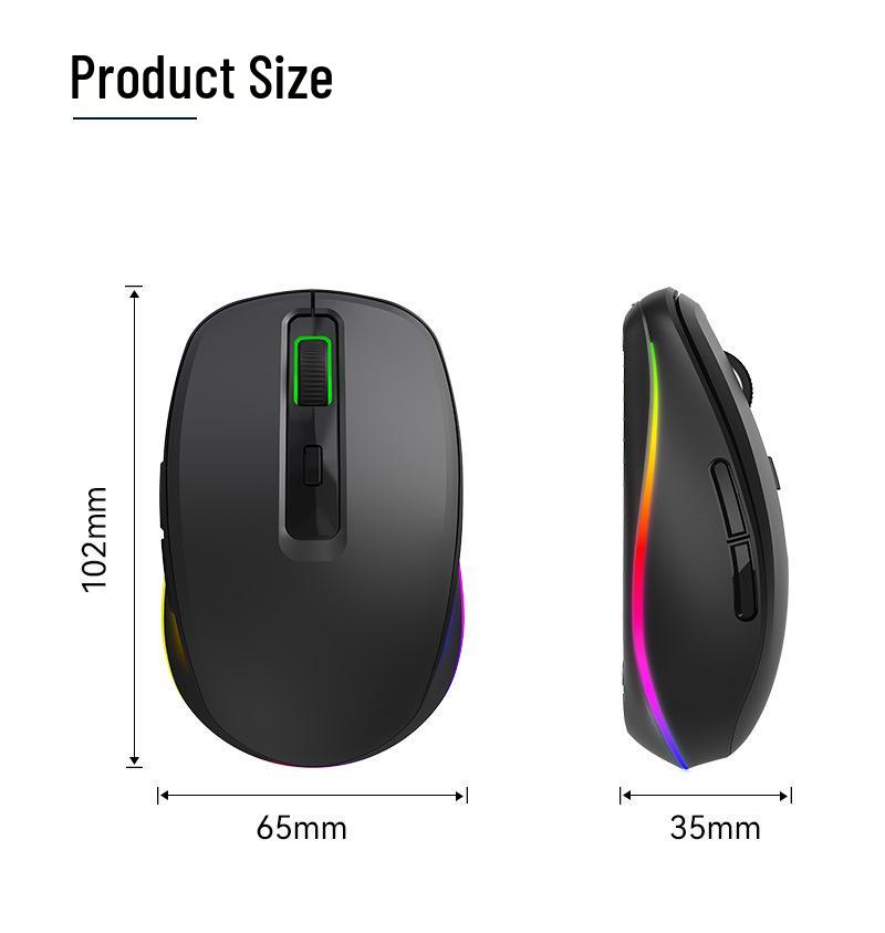 Беспроводная RGB-мышь M106 USB-C, двухрежимная и перезаряжаемая, для настольного компьютера, ноутбука и планшета