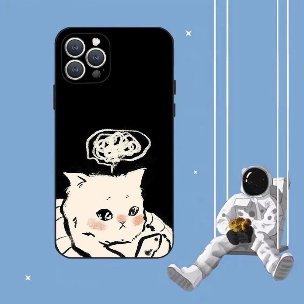Милый Смешной Мем Кот Чехол для Телефона Для iPhone 16,15,14,13,12,Pro,Max,11,7,8,Plus,XR,XS Max Ударопрочный Силиконовый Мягкий Чехол