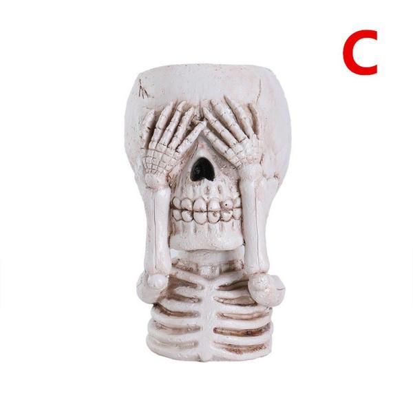 3D Череп Форма цветочный горшок смешной комнатный настольный контейнер для растений для украшения домашнего офиса стола