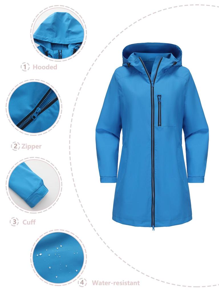 Женская водоотталкивающая ветровка: С капюшоном, Длинный рукав, Свободный крой, Идеально подходит для весенних и осенних видов спорта на открытом воздухе.