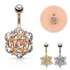 Rhinestone Navel Ring Rose Flower Belly Women Sexy Bar Piercing Body Jewelry