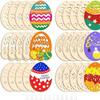 30/36/60pcs 1 Set Wooden Wooden Easter Pendant DIY Painting Craft Easter Hanging Ornament Happy Easter Rabbit Easter Egg Pendant