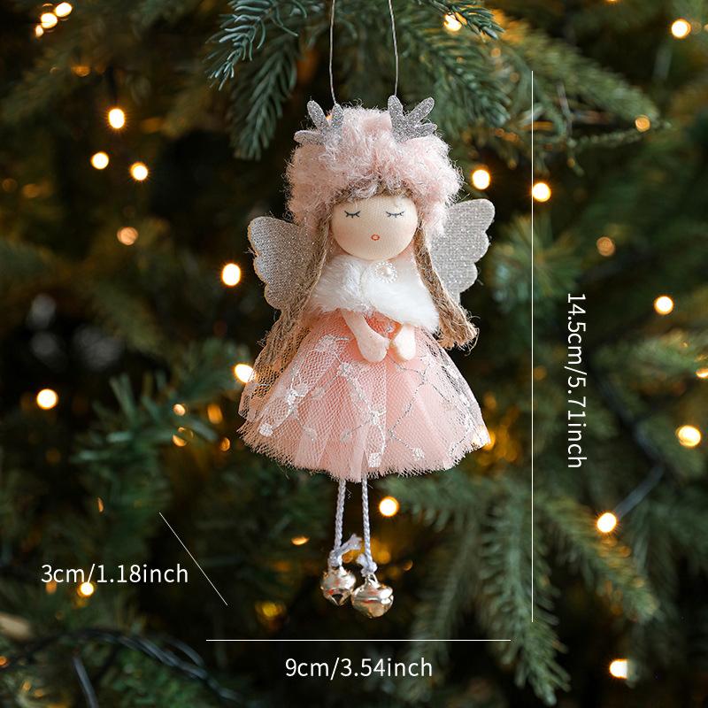 1PC Angel Girl Romantic Christmas Gift Pendant Creativity Plush Doll Decoration Cute Mesh Ornament