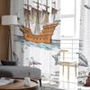 Retro Illustration Lighthouse Sailing Bedroom Transparent Sheer Curtains Holiday Decoration Window Voile Tulle Curtain
