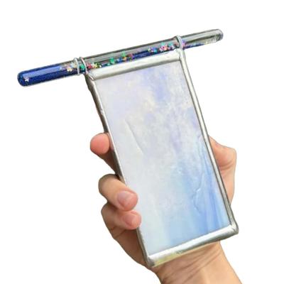 Витражный калейдоскоп ручной работы, трехсторонний цветной калейдоскоп ауры, с палочкой с блестками для рождественских, юбилейных, свадебных подарков