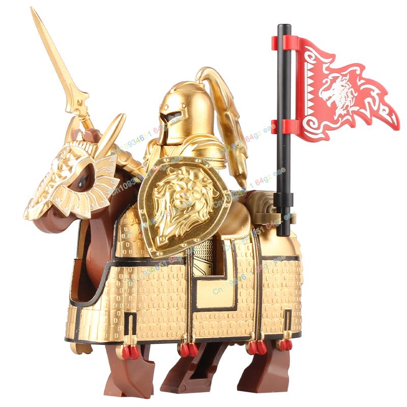 Фигурки Средневековья Рыцари Боевой конь Тяжелая кавалерия Воины Боевой конь Строительные блоки Кирпичики Игрушки Для детей подарок