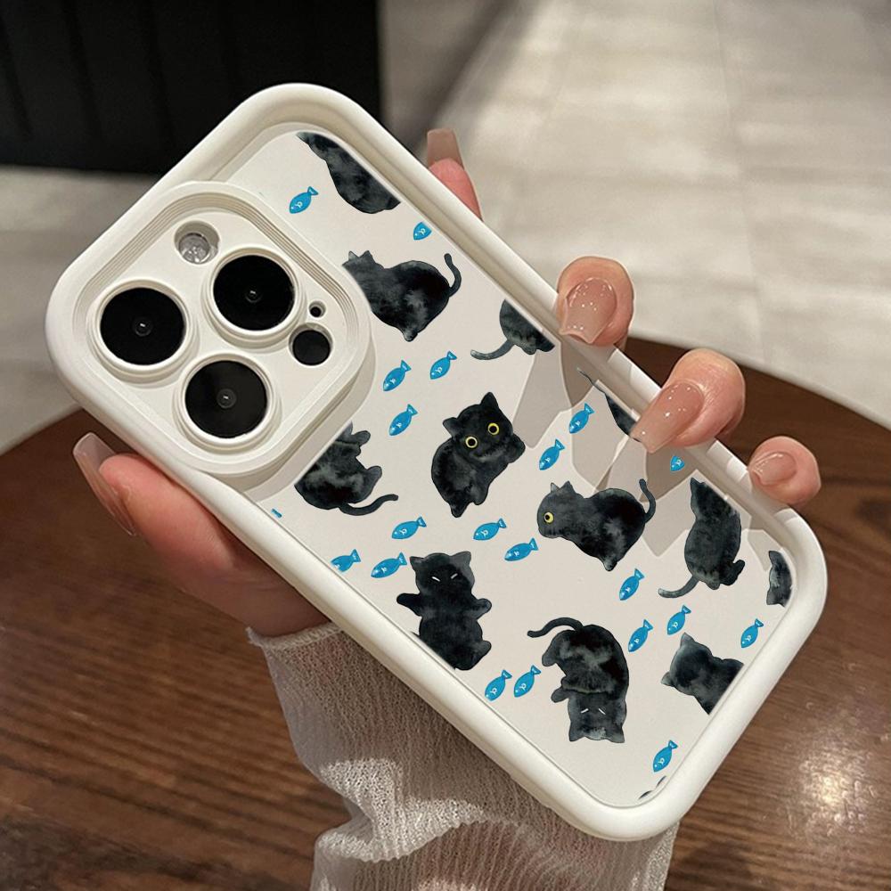LZ8 мультяшный кот милый художественный силиконовый чехол для телефона Xiaomi 11 Lite 5G 14T Redmi 14C 13C A3 Note 12 11 9 10 13 Pro Plus противоударный задний чехол