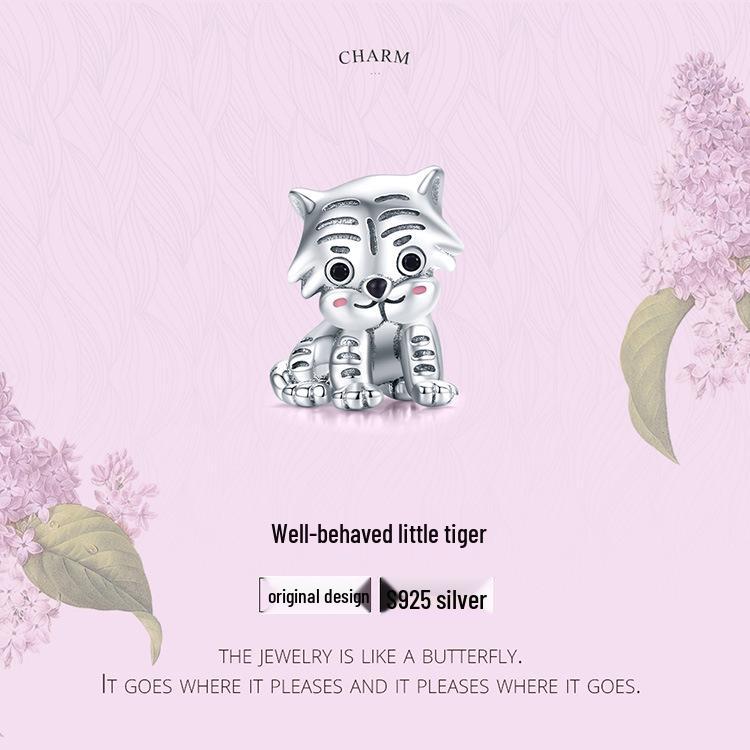 Yinziyun Серебро S925 Бусина Маленький Тигр - DIY Милый Шарм для Браслета с Животным SCC1573