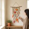 Natural Wooden Branch Crochet Floral Vine Wall Hanging  Bedroom Wall Art