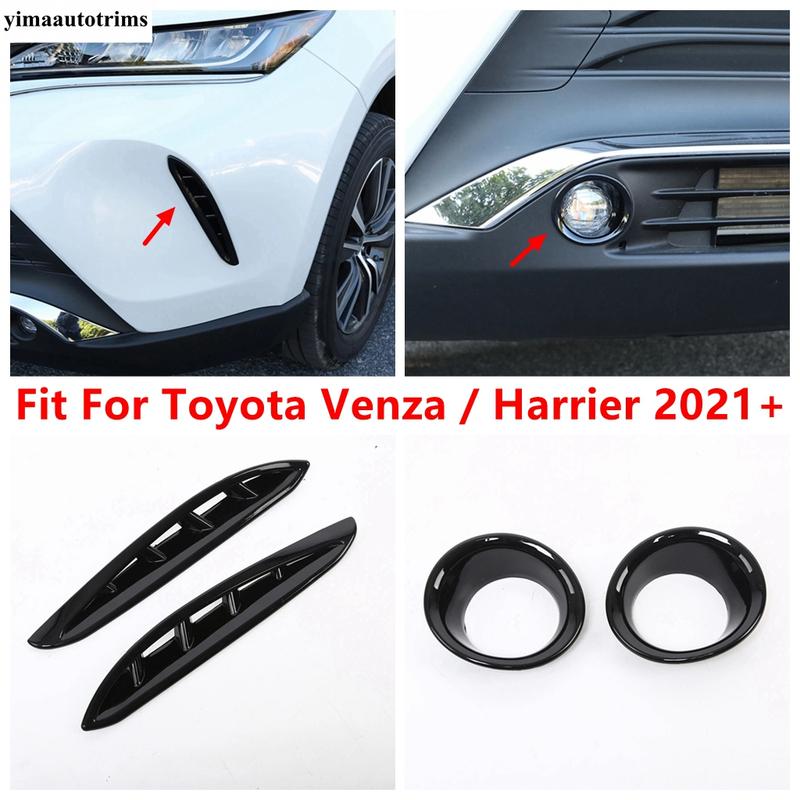 Для Toyota Venza / Harrier - 2024 Передняя противотуманная фара Кольцо фары Накладка-бровь Накладка на веко Отделка ABS Черный / Углеродное волокно Аксессуары