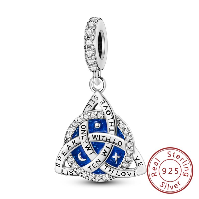 Медные Шармы Бусины Сердце Любви Счастливые Звезды Самолет Голубые Цирконы Шармы Подвески Подходят для Браслетов Шармов Женские Украшения