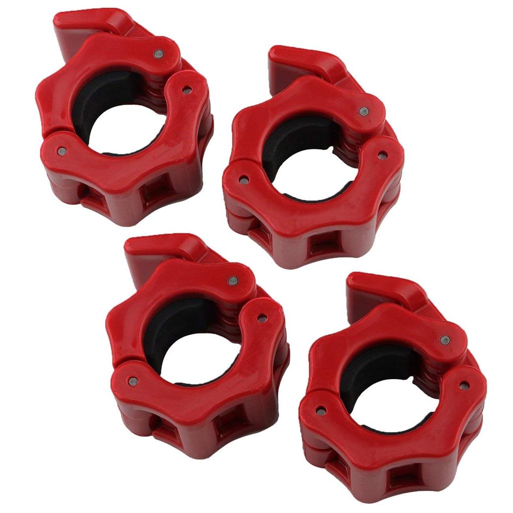 K-cocochi Barbell Collar 28mm Set of 4 Barbell Plate Stopper Dumbbell Lock (Red)