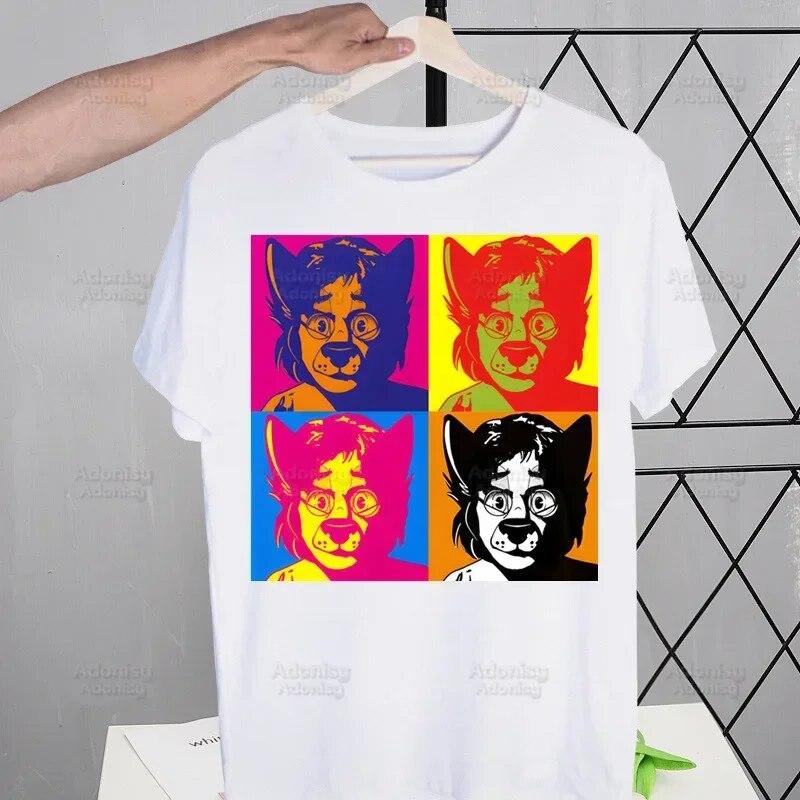 Футболки Furry Harajuku, летние унисекс/женские футболки в стиле хип-хоп с забавным принтом, уличные футболки, топы с короткими рукавами
