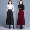Women Maxi Skirt Elastic High Waist Large Hem A-Line Skirt with Pockets Solid Color Swing Skirt Streetwear