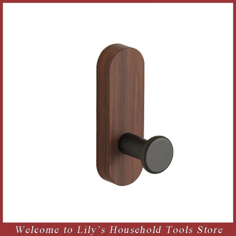 Self Adhesive Mounted Hook Walnut Wood Wall Hooks For Hanging Coat Towel Clothes Blanket Hat Backpack Robe Entryway Key Holder