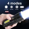 High Power LED Handheld Flashlight,4 Modes, Adjustable Beam, Type-C Fast Charging,  Rechargeable Battery, Aluminum Alloy, with USB Cable