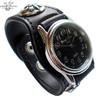 Men's Leather Bracelet Watch with Lily Concho and Black Face