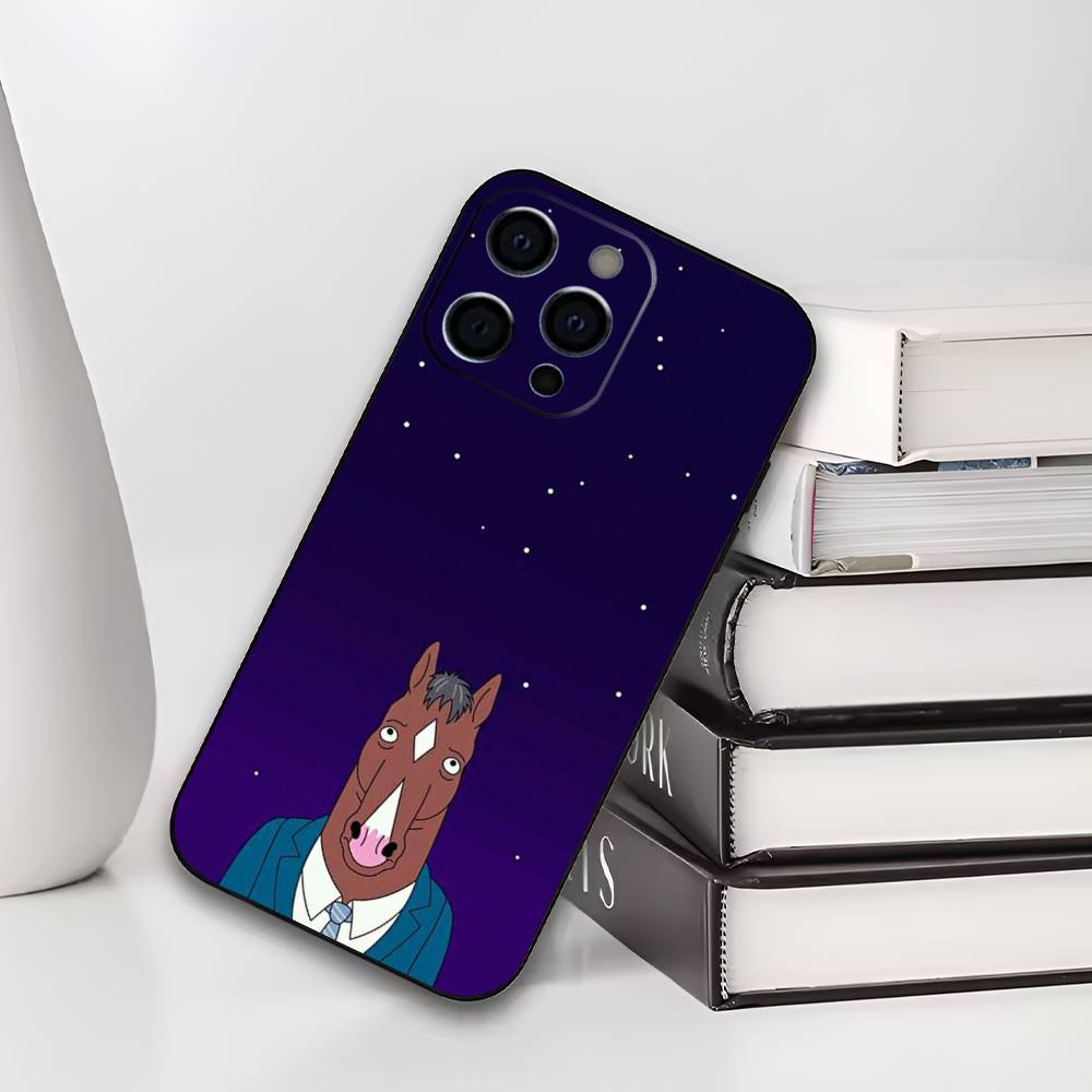 Мультяшный чехол для телефона B-BoJack Horseman для iPhone 17,16,15,14,13,12,11,Plus,Pro,Max,Plus,XS, мягкий чехол Черный силикон