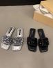 Fashion 2024 Summer Women's Fashion Everything Soft Bottom Silver Plus-size Flip-flops Flat Temperament Sequin Slippers