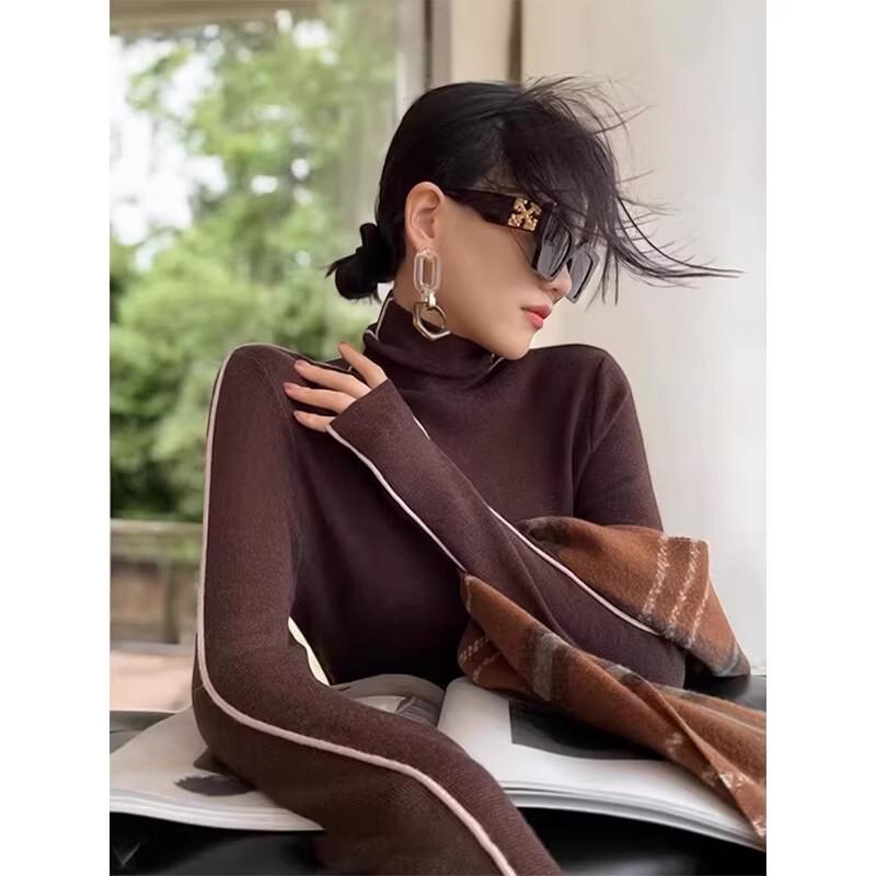 Basic House Women's French Style Turtleneck Knit Sweater