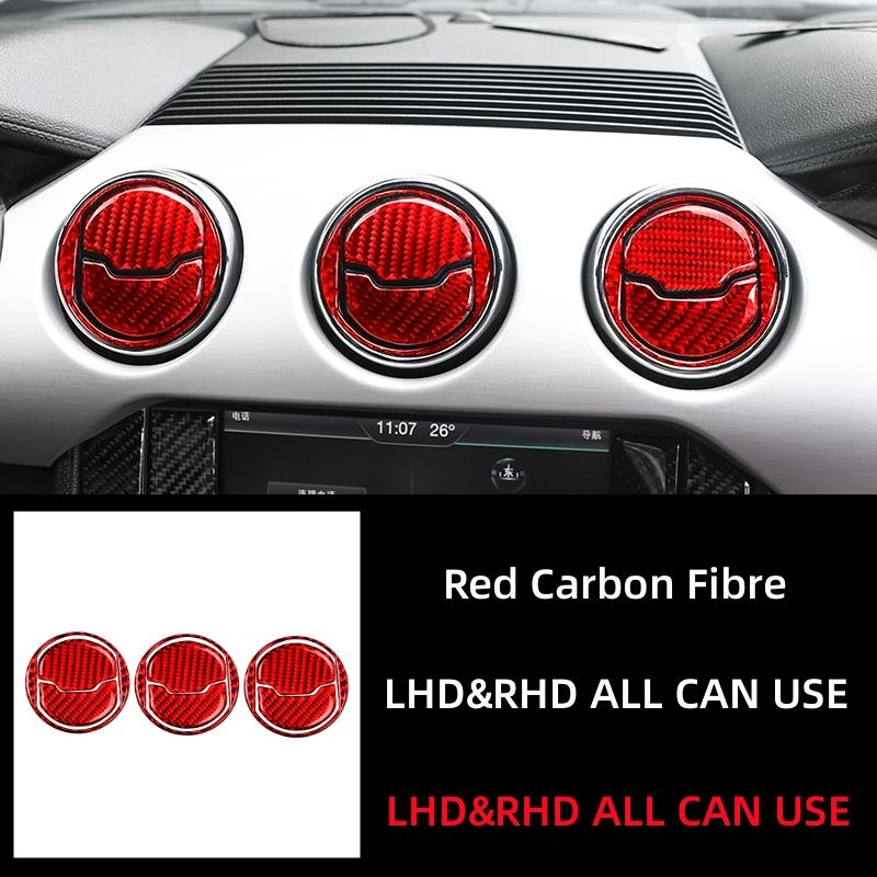 For Ford Mustang GT 2015- Accessories Carbon Fiber Car Central Dashboard Air Conditioner Outlet Vent Decoration Cover Trim