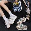 Leather Double Shoelaces Dad Shoes Women's Autumn New Mesh Breathable Lightweight Versatile Casual Sports