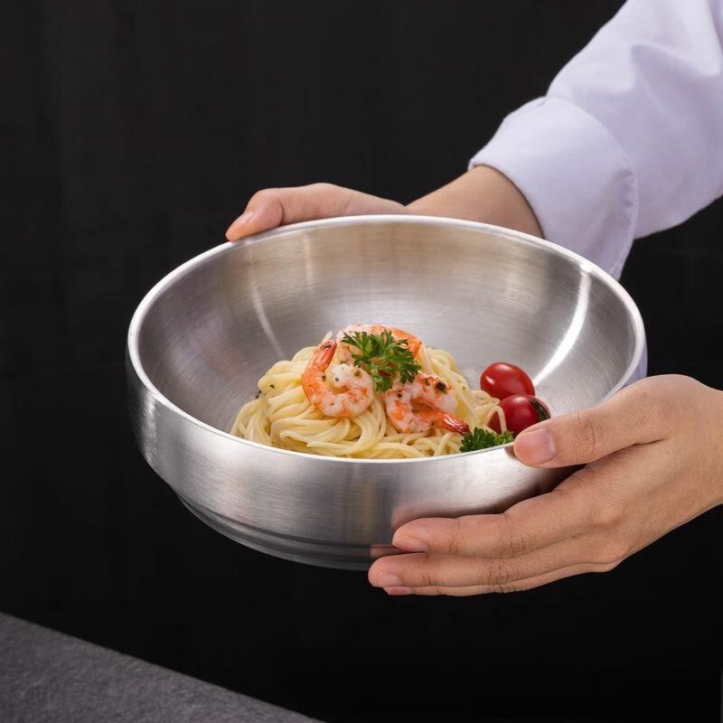 JINGRUIXIANG Корейский стиль Двухслойная миска из нержавеющей стали