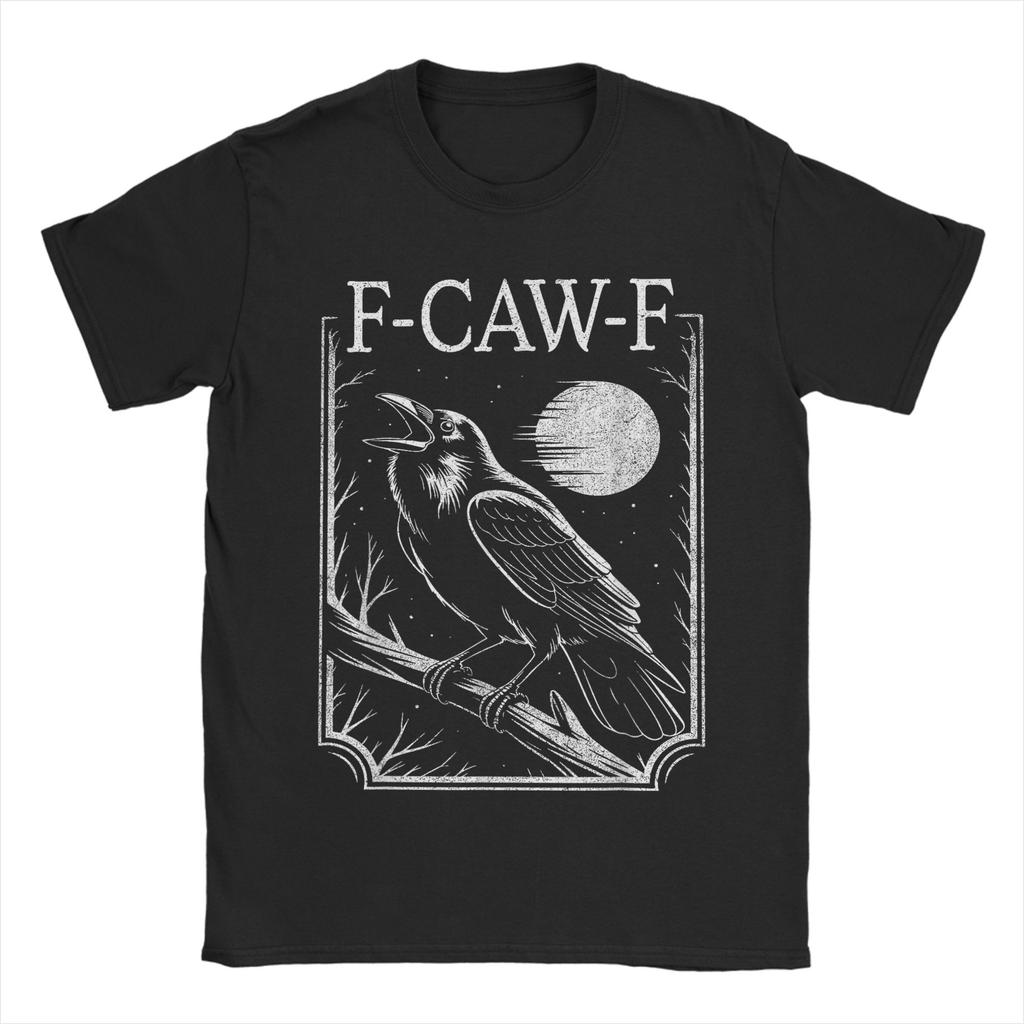 F-Caw-F Black Crow Pun Funny Bird Cawing Grunge T Shirt Popular T-Shirts Short Sleeve Funny Tops O Neck Oversize Tees