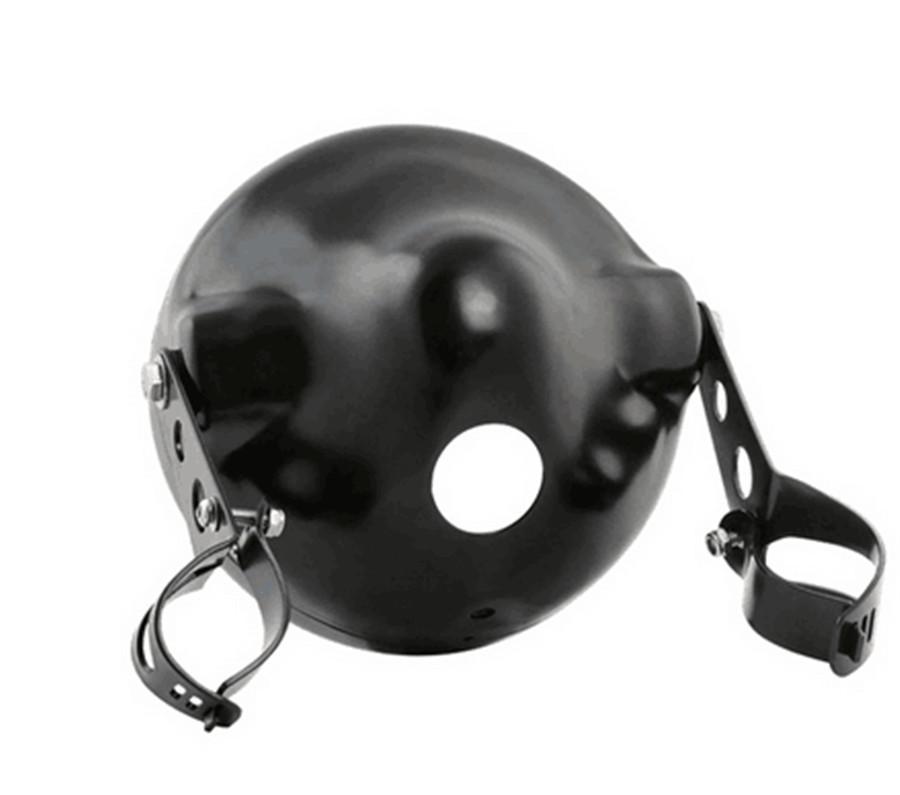 Headlight Housing 7" Black Aluminum Motorcycle Headlight Cover Housing Mount Brackets Fork Ear Headlamp Holder Kit Universal