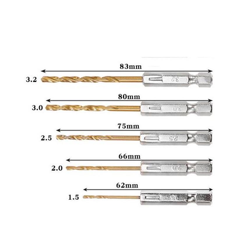 Набор сверл из быстрорежущей стали с титановым покрытием, 13 шт., набор сверл с шестигранным хвостовиком 1/4, 1,5–6,5 мм, шестиугольная ручка, спиральное сверло