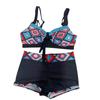 Women's Fashion Split High Waist Printed Bikini With Bra Pads And No Steel Bra Swimsuit