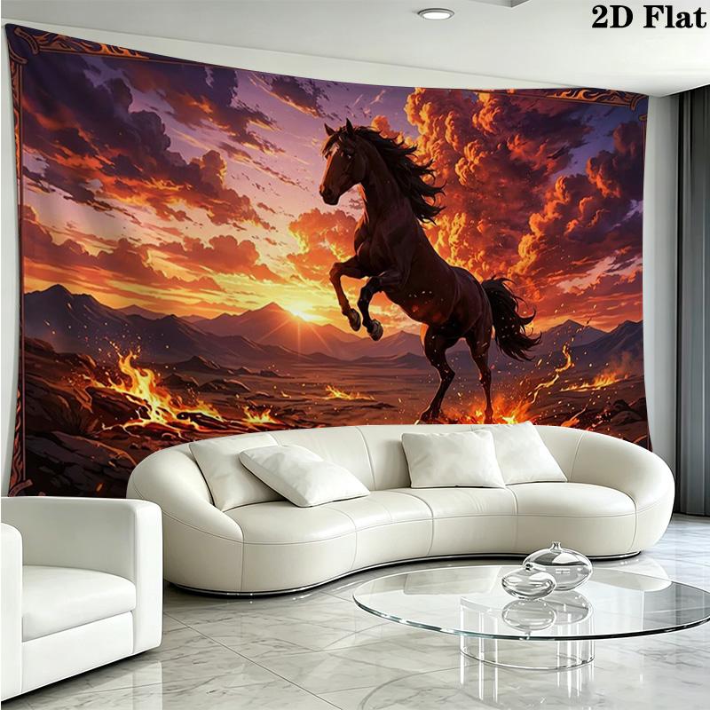 Horse Wall Tapestry Aesthetic Wall Hanging Printed Fabric Blanket Decorative Tapestries for Bedroom Living Room Home Decor