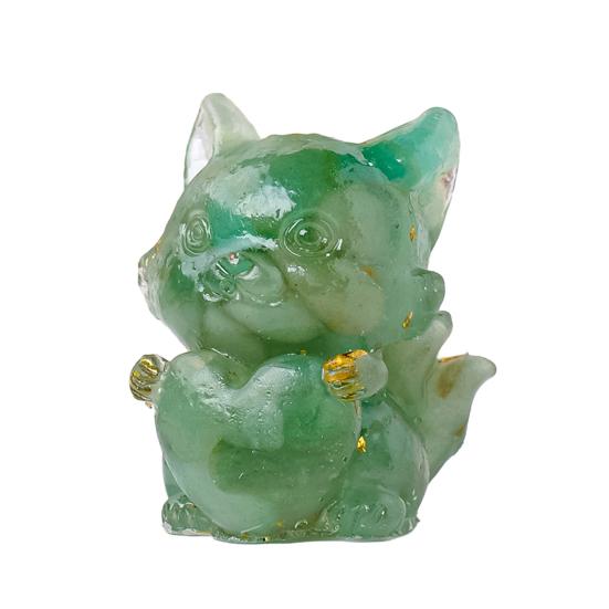 Фигурка лисы из натурального камня с девятью хвостами, позитивная целебная энергия, вырезанная вручную, цветная, искусственная хрустальная статуэтка в виде сердца любви, животное