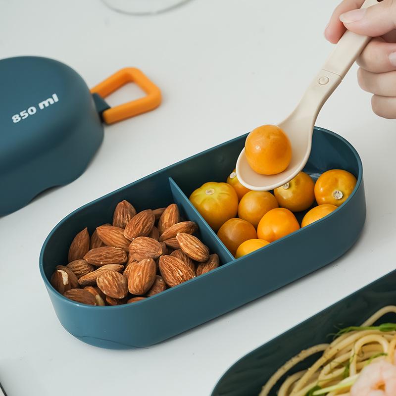Double Layer Bento Lunch Box with Cutlery Set - Sealed for Freshness