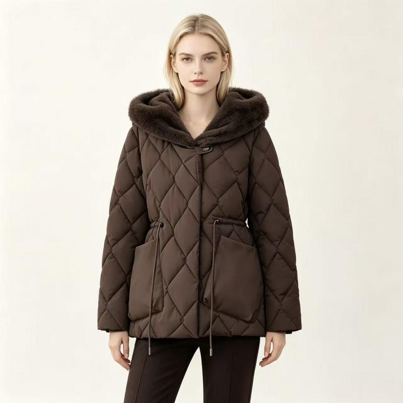 Womens Mid-Length Hooded Cotton Padded Coat Slim Fit Thick Warm Winter Jacket Office Casual Wear