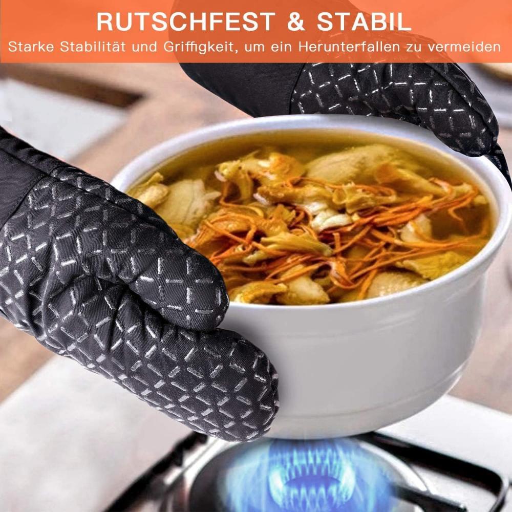 Набор из 4 предметов: кухонные прихватки и подставки для сковородок, термостойкие перчатки для духовки до 500°F, нескользящие полосатые силиконовые перчатки для духовки, термостойкие