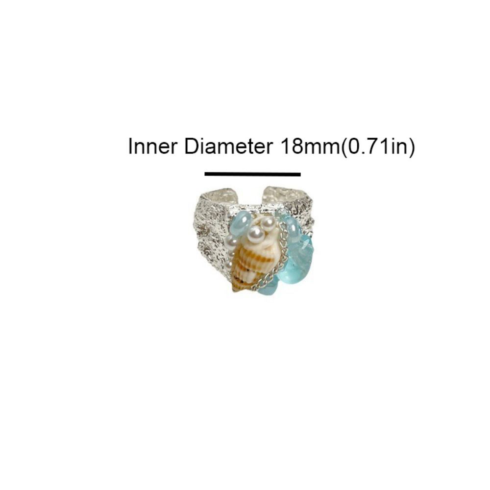 Преувеличенные женские кольца с разрезом, имитация жемчуга, аксессуары в океанском стиле, кольцо с ракушкой, лето